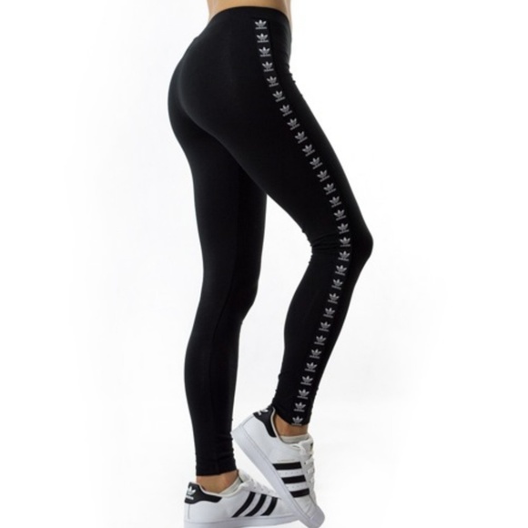 adidas trefoil black leggings